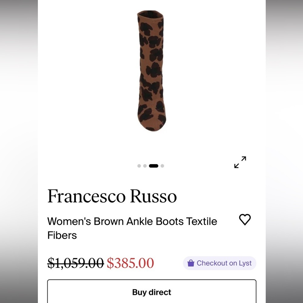 Francesco Russo Women's Brown Ankle Boots Textile Fibers Size 39 Nwts — image 4 of 8